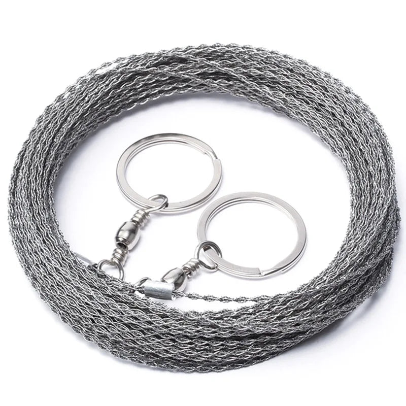 1-3M Outdoor Hand Drawn Rope Saw Portable Stainless Steel Wire Saw Manual Cutting Chain Camping Hiking Survive Woodworking To