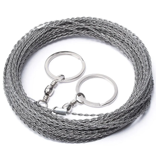 1-3M Outdoor Hand Drawn Rope Saw Portable Stainless Steel Wire Saw Manual Cutting Chain Camping Hiking Survive Woodworking To