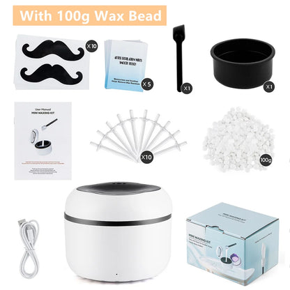 Mini Wax Heater Machine 40g Silicone Bowl Wax Warmer Nose Ear Hair Removal Waxing Kit Wax Bean Wax Heating Melting Pot Melter