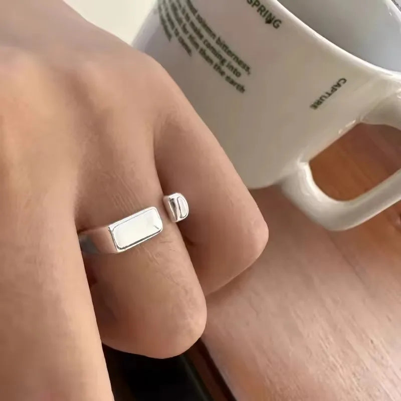 VENTFILLE 925 Sterling Silver Rings INS Fashion Hip Hop Vintage Couples Hollow Lines Punk Thai Silver Party Adjustable Jewelr