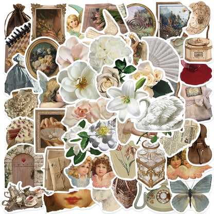 10/30/50PCS Vintage Aesthetic Stickers Series Rural Life Graffiti Children's Toys DIY Notebook Phone iPad Decoration - H-A595