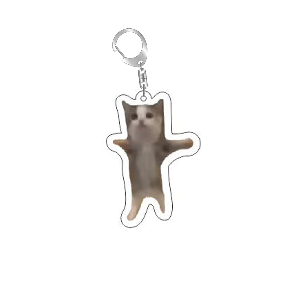 Zip Zap Alien Cat Funny Meme Keychain Green Alien Cute Cats Key Ring Game Accessories Bags Backpack Pendant Prop Jewelry Gift
