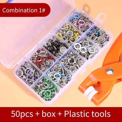 Snap Button Kit With Hand Pressure Pliers 50pcs 100pcs Snaps , Metal Snaps For Sewing, Sewing Snaps For DIY Crafts Clothes Ha