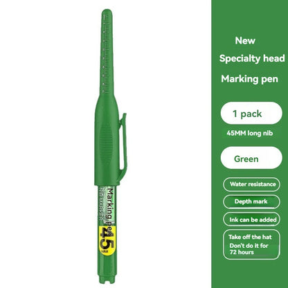 45mm Waterproof Deep Hole Marker Pens Long Nib Head Carpenter Pen White/Black/Blue Ink for Multi-Purpose Woodworking Hand Too