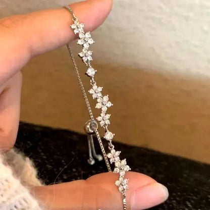 Elegant Red Crystal Zircon Metal Chain Bracelets for Women Colorful Heart Bracelets Party Wedding Wrist Charms Jewelry Gift -