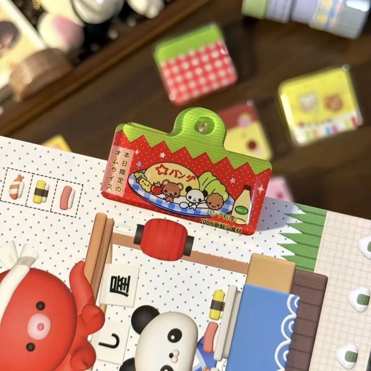 Japanese Cute Cartoon Planner Book Clips Acrylic Lovely Scrapbook Decor Clip School Stationery Supplies