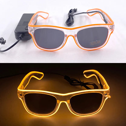 1PC Light Up LED Glasses Glow Sunglasses EL Wire Neon Glasses Glow in The Dark Party Supplies Neon Party Favors for Adults - 