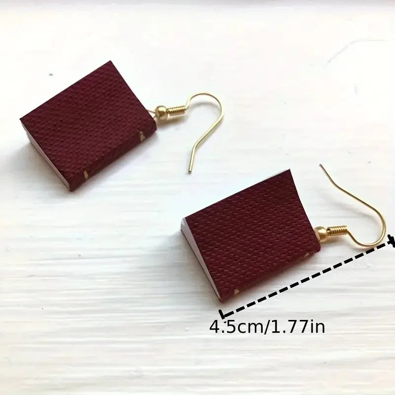 Back To School Season Back To School Season Three-dimensional Book Pendant Earrings Artistic Fashionable Novel Creative Earri