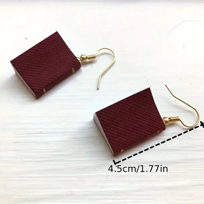 Back To School Season Back To School Season Three-dimensional Book Pendant Earrings Artistic Fashionable Novel Creative Earri