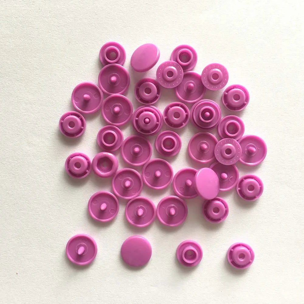 50 Sets Round Snaps Buttons For Bib T5 Plastic Press Button Fastener Snap For Clothes Accessories DIY Crafts 24Colors - zi me