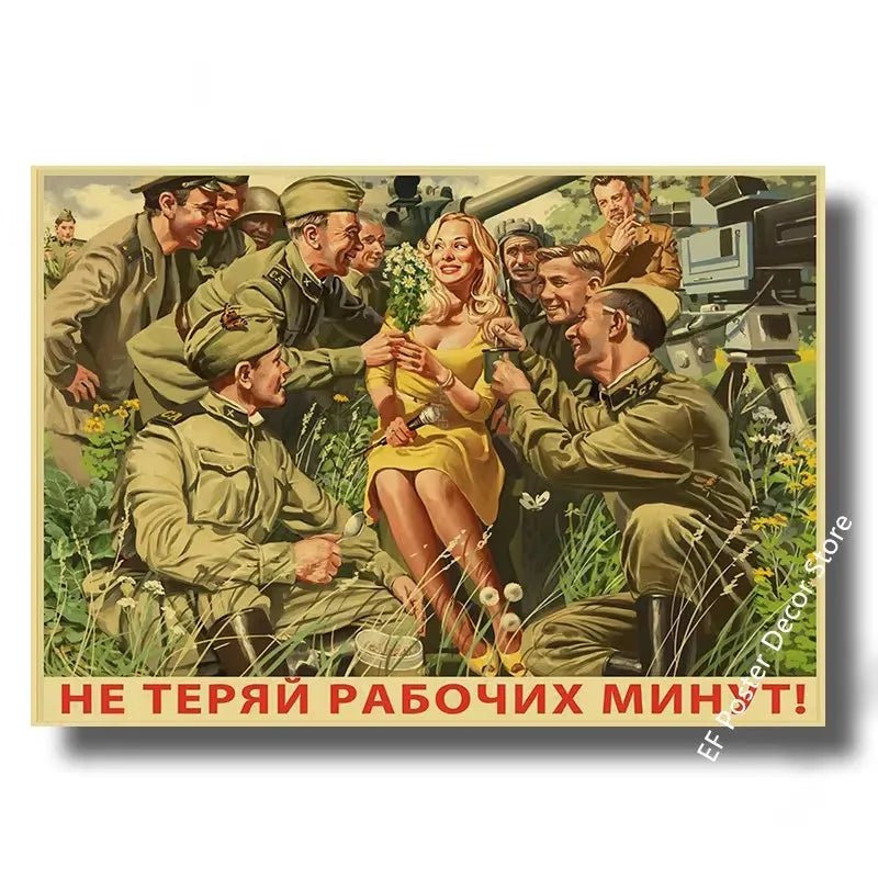 Vintage Stalin USSR CCCP Poster Poster Aesthetic Prints and Posters Wall Art Retro Painting Home Room Cafe Club Dorm Wall Dec