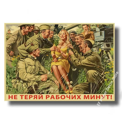 Vintage Stalin USSR CCCP Poster Poster Aesthetic Prints and Posters Wall Art Retro Painting Home Room Cafe Club Dorm Wall Dec