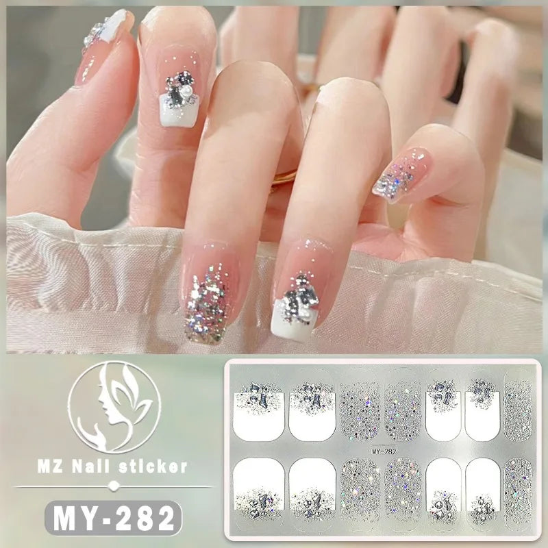 Nail Sticker Full Cover Waterproof Nail Art Manicure Decoration Sweet DIY Nail Decail Rhinestones Self Adhesive Manicure INS 