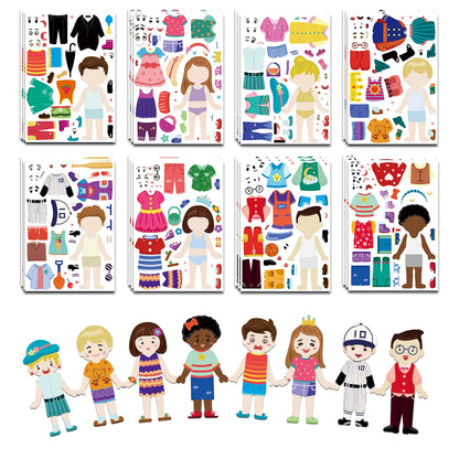 8PCS Cartoon Cute Children Dress Up Collage Scrapbook Collage Material Skateboard/Guitar/Stationery/Diary Waterproof Decorati