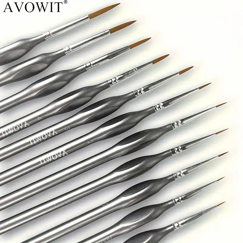 11pcs Detail Brush Set, Triangle Handle Micro Brush, Acrylic Painting Art Brush, Model Oil Painting, Digital Painting Set - 1