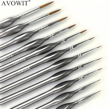 11pcs Detail Brush Set, Triangle Handle Micro Brush, Acrylic Painting Art Brush, Model Oil Painting, Digital Painting Set - 1