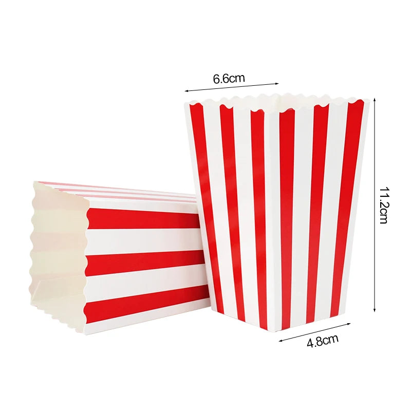 20/50pcs Popcorn Box Buckets Fries Cup Movie Night Kids Birthday Party Favors Snack Container Bag Wedding Christmas Supplies