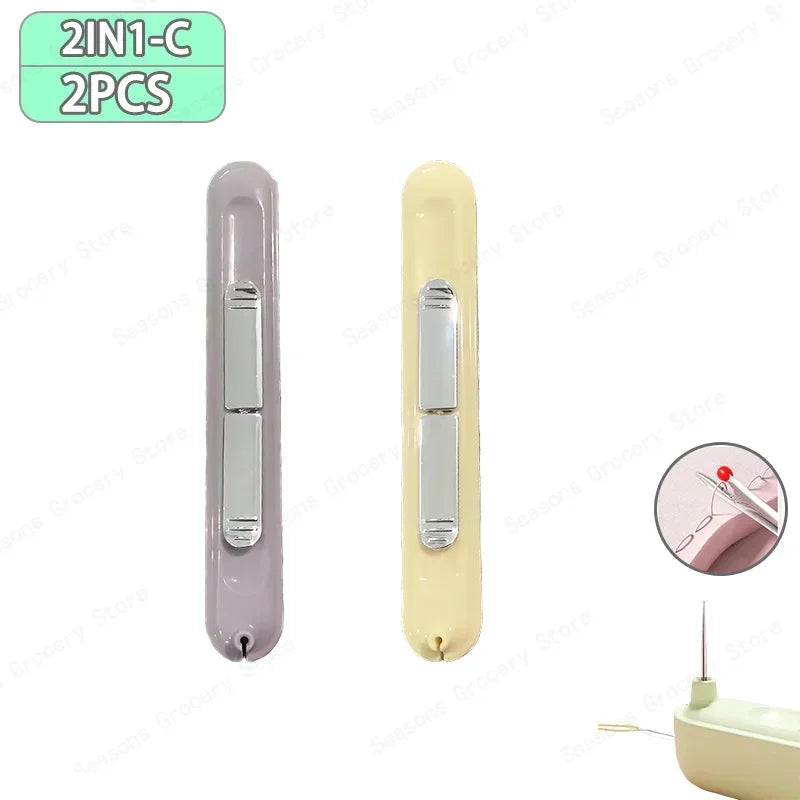 2 In 1 Needle Threader and Seam Ripper Tool Multifunctional Sewing Thread Remover Cross Stitch Crafting Accessories Easy Use 