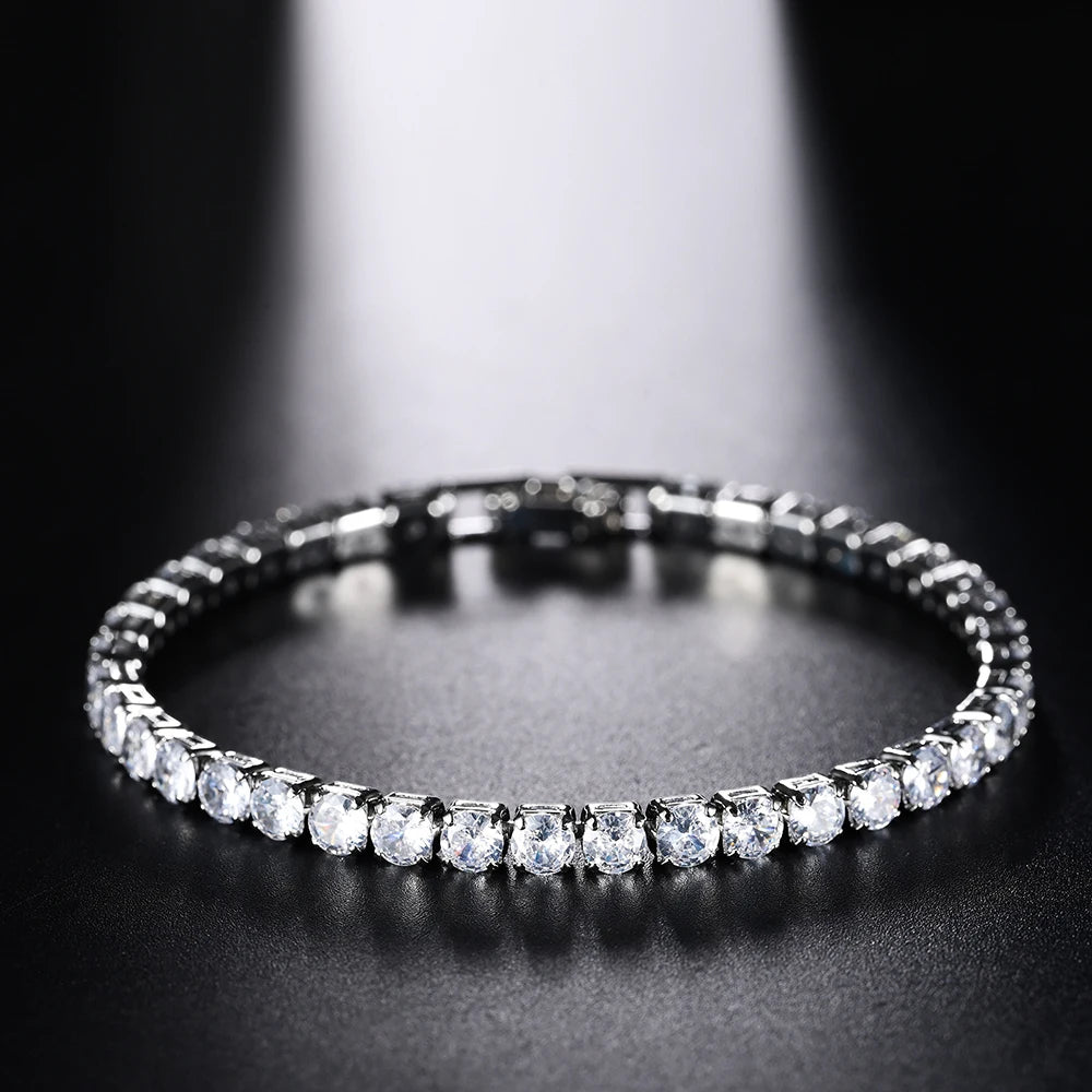 4mm Micro-inlaid Zircon Tennis Bracelet for Women 2025 New Men Bracelet Homme Jewelry Accessories - White / 17cm
