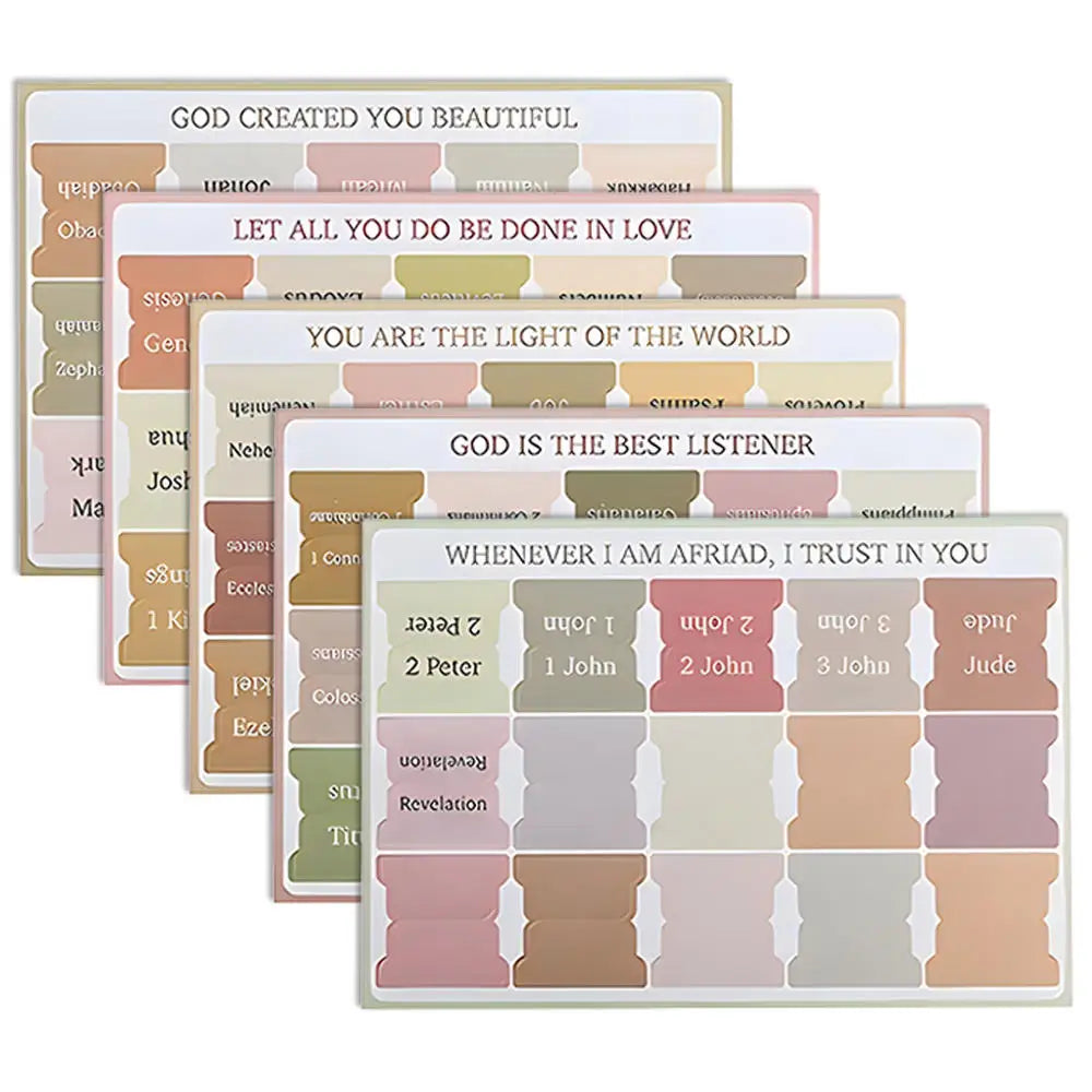 5 Sheets(75pcs) Bible Tabs Large Print And Easy-To-Read Bible Journaling Supplies Self-Adhesive Index Label Sticker Stationer