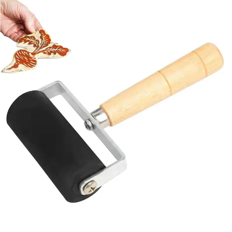 Rubber Roller Wooden Handle Printmaking Roller Paint Brush Ink Eraser Art Craft Painting Tool Printmaking Tool Small Rubber R