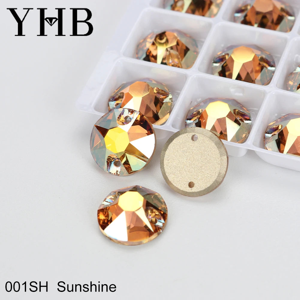 YHB Top Quality XIRIUS Glass Crystal AB Moonlight Sewing Stones Flatback Sew on Rhinestones For Garment Clothes Bags