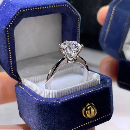 Solitaire ring Real 925 Sterling silver 1ct Moissanite cz Engagement Wedding Band Rings for women Bridal Statement Party Jewe