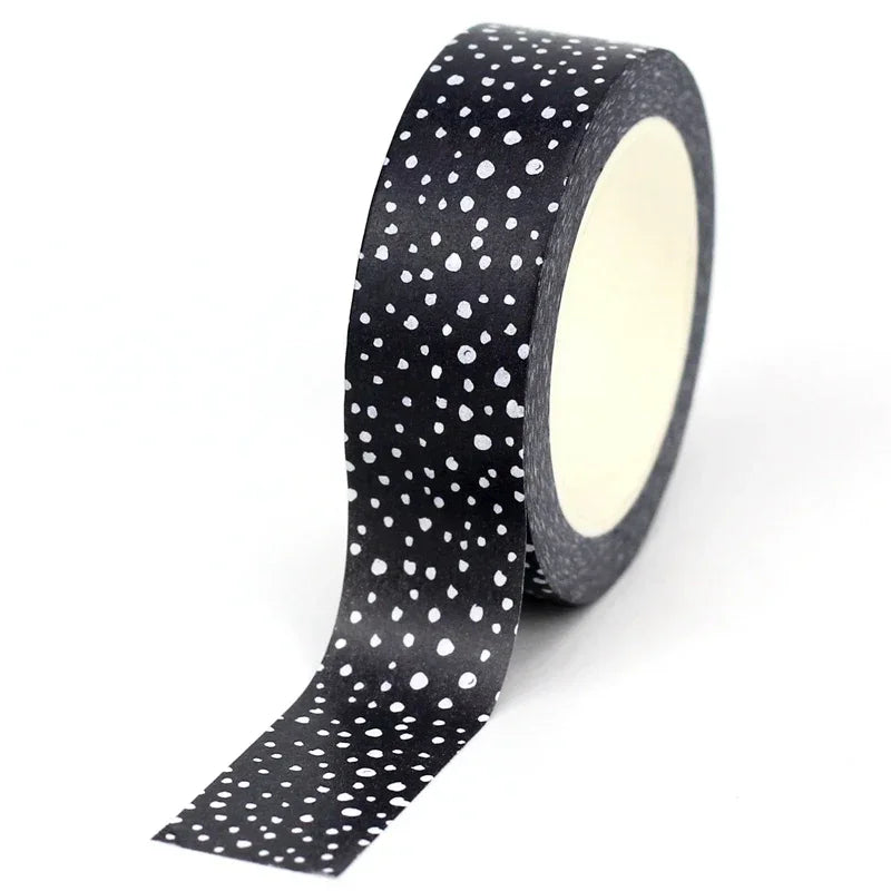 NEW 1PC 10M Decorative Black and White Japanese Washi Tape Set DIY Journaling Adhesive Moon Masking Tape Cute Stationery - NO