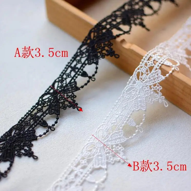 3 Meters Pretty Bow White Black Water Soluble High Quality Lace Trim Lace 3.5CM Wdith Fabric