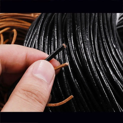 2/5 Meters/Lot 1-6mm Genuine Cow Leather Round Thong Cord DIY Bracelet Findings Rope String For Jewelry Making