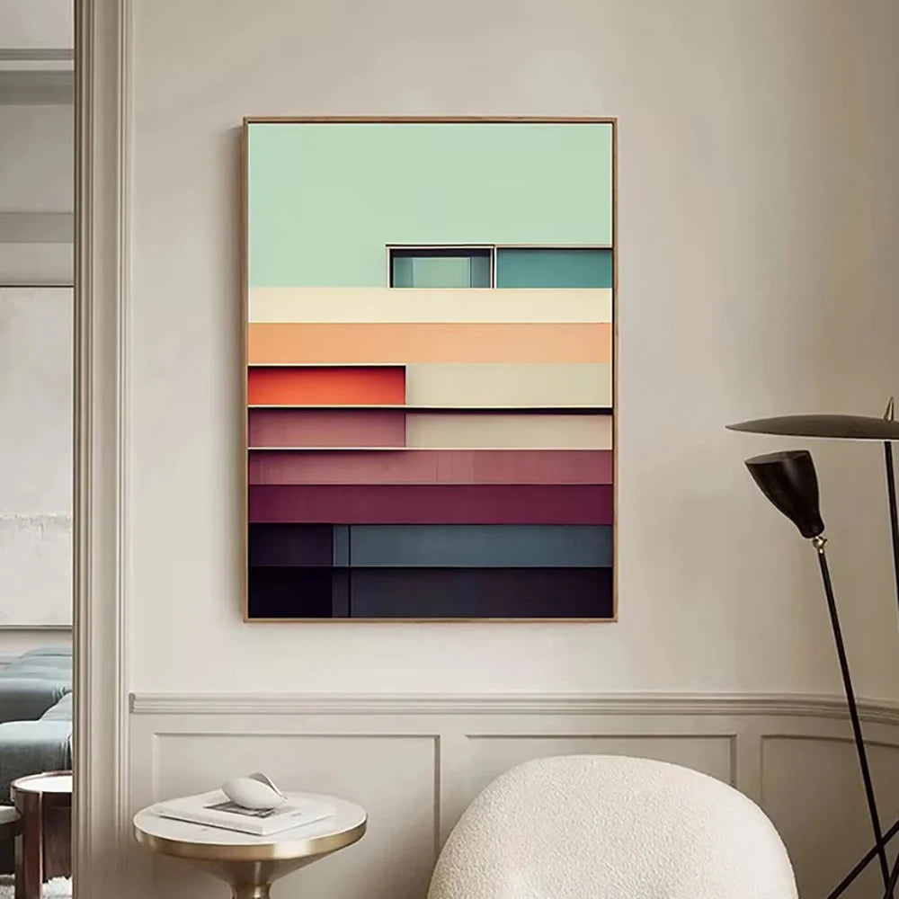 Classic Architecture Abstract Poster Prints Minimalist Fallingwater House Bauhaus Canvas Painting Wall Art Pictures Home Deco