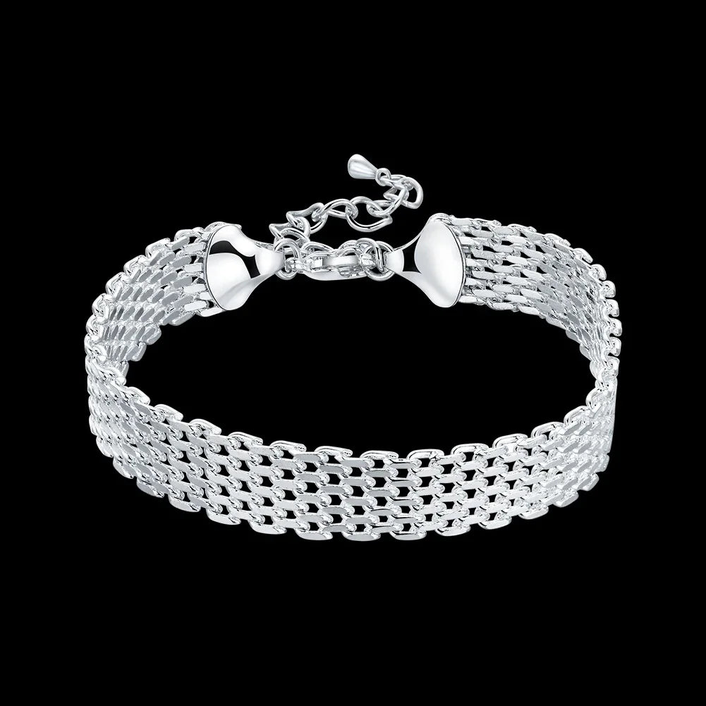Fine Noble 925 Sterling Silver Solid Chain Bracelet For Women Men Charm Party Gift Wedding party Fashion Jewelry - H563