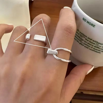 VENTFILLE 925 Sterling Silver Rings INS Fashion Hip Hop Vintage Couples Hollow Lines Punk Thai Silver Party Adjustable Jewelr