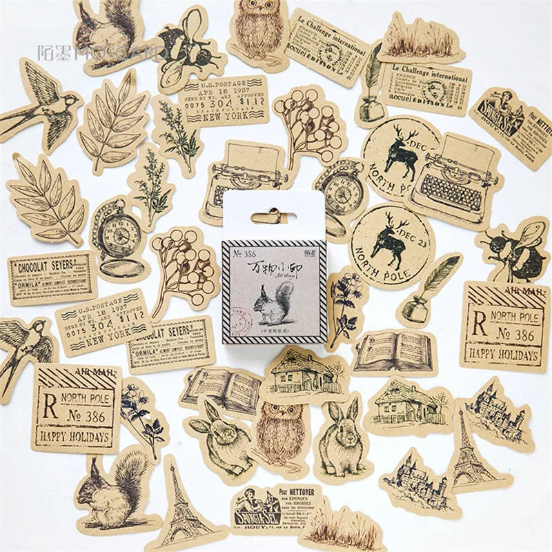 45 Pcs Vintage Plants Stamp Mini Paper Stickers for DIY Diary Scrapbooking Kawaii Stationery Seal Sticker Decoration - 13