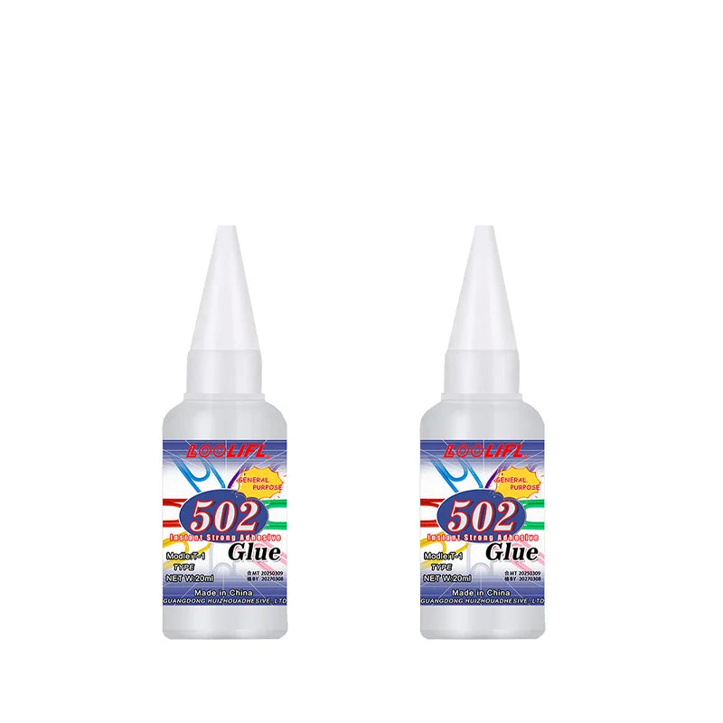 502 Super Strong Quick-Drying Adhesive, Professionally Used for Daily Repair of Toy Plastics, Is White, Transparent and Odorl
