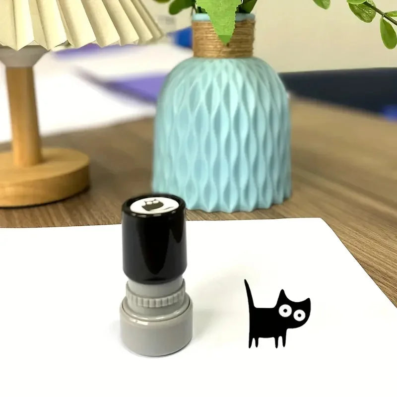 1pc 4 Styles Cute Cartoon Stamps Lovely Small Black Cat Stamp DIY Scrapbooking Decoration Diary Collage Stationery - Style2