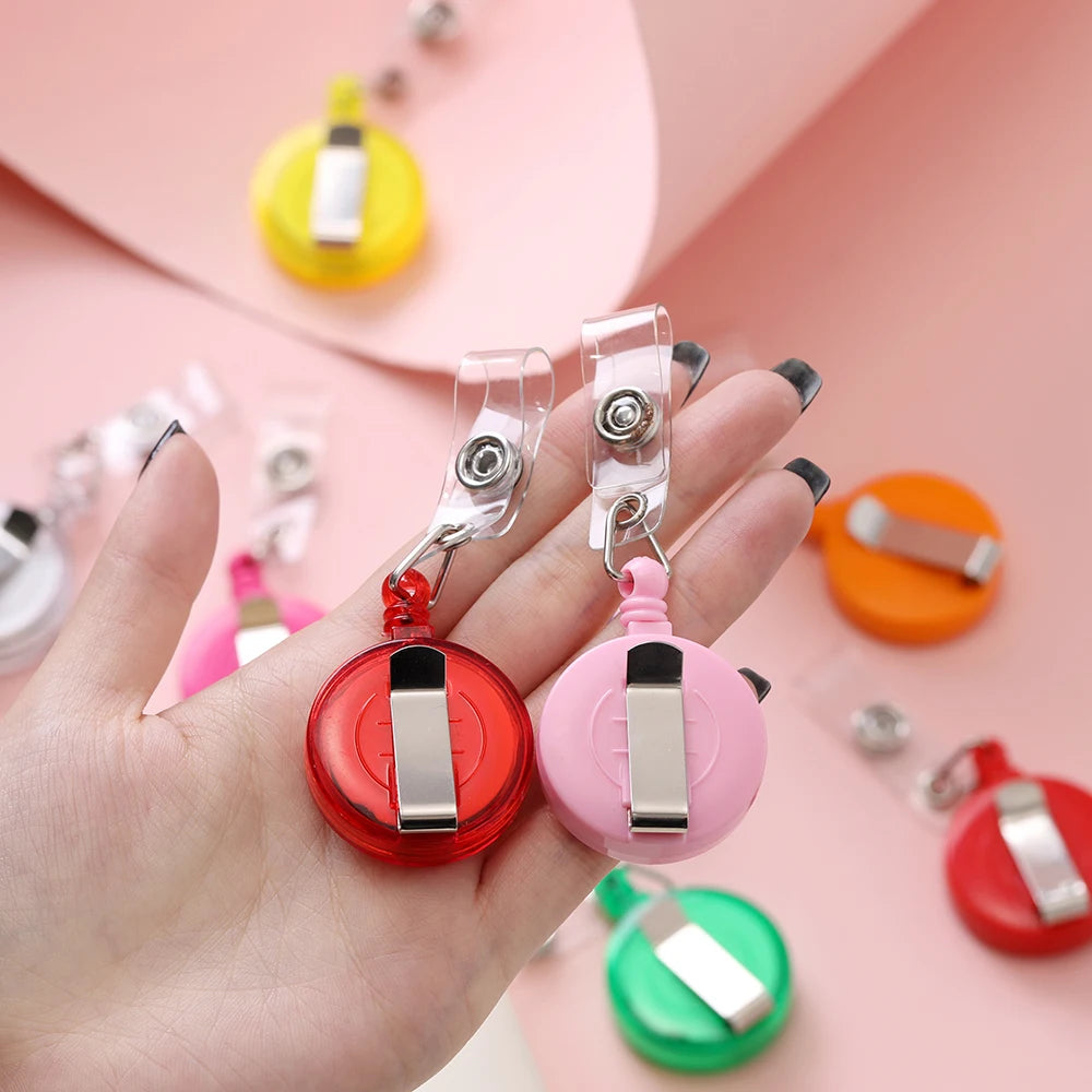 Retractable Steel Cord Pull Reel Keychains Spring Buckle Clasp Wire Rope Key Ring Recoil ID Card Holder Key Chain Multiple To