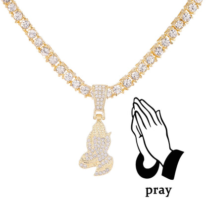 Men Women Hip Hop Cross Pendant Necklace With 4mm Zircon Tennis Chain Iced Out Exquisite Bling Jewelry Fashion Trendy Creativ