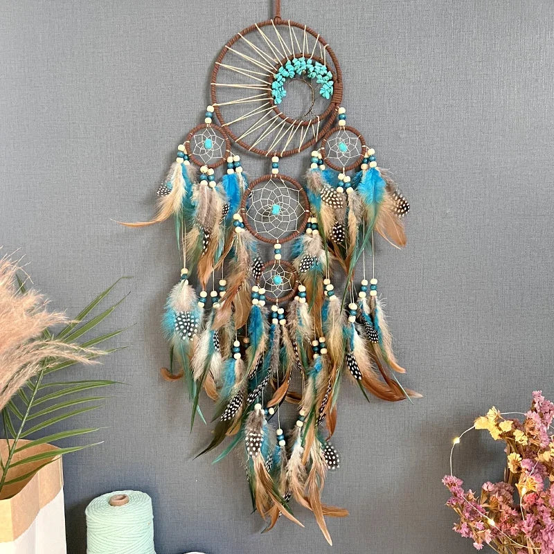 Dream Catcher Vintage Wind Chime Hanging Ornament Home Decor Indian Natural Stone Tree of Life Dream Catcher Wall Decor - 1