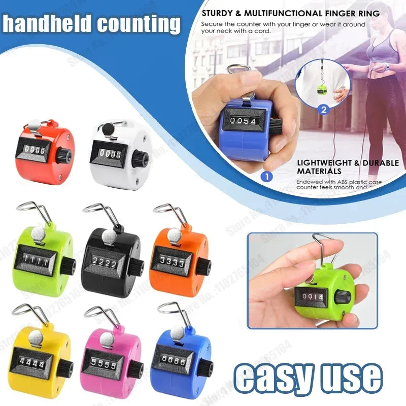 Handheld 4 Digital Tally Counter Mechanical Manual Palm Clicker Number Count Assorted Tally Counter Number Count