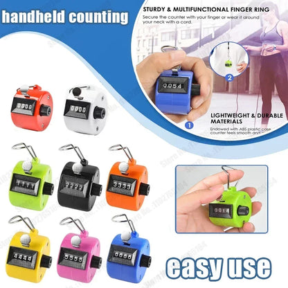 Handheld 4 Digital Tally Counter Mechanical Manual Palm Clicker Number Count Assorted Tally Counter Number Count