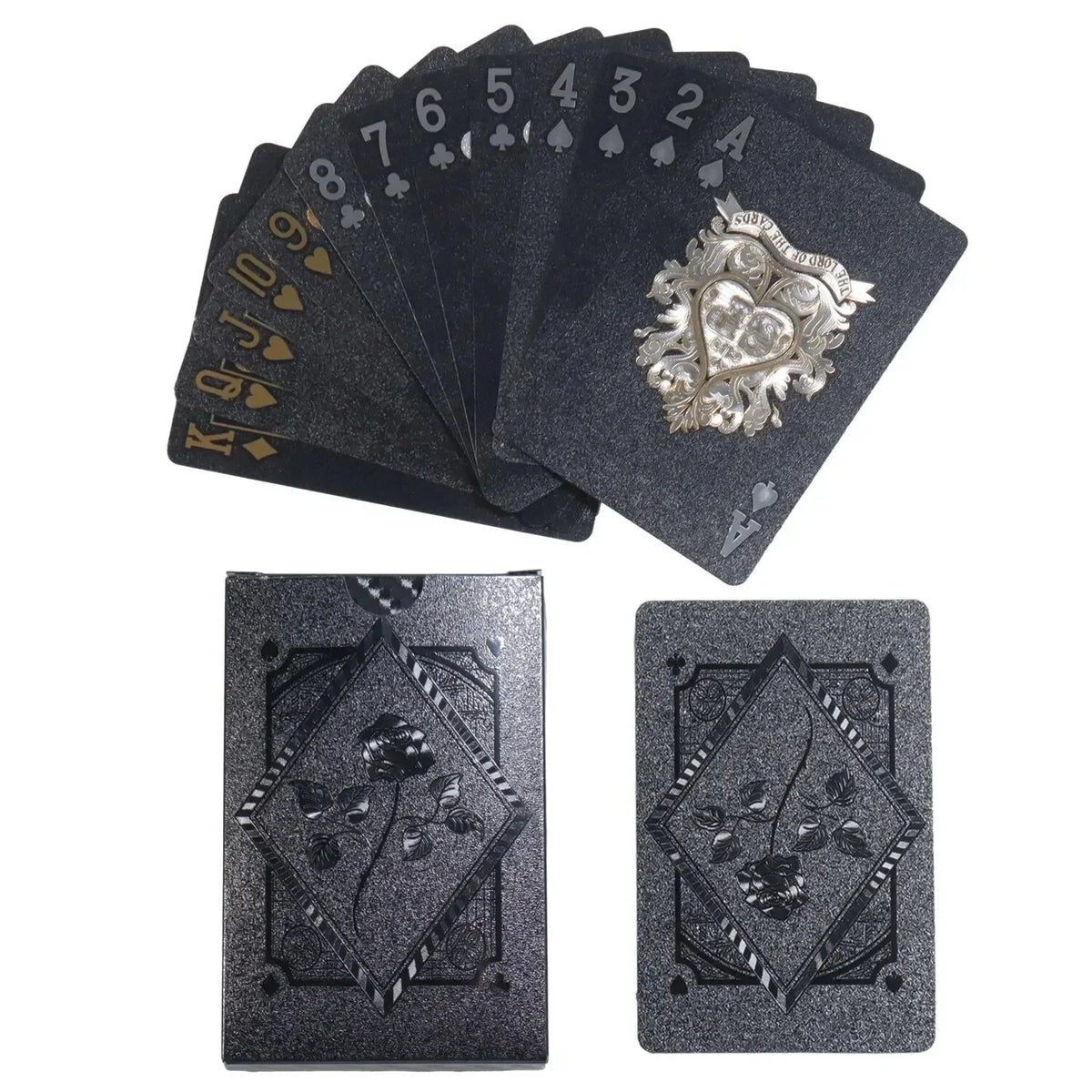 Black Rose Deck Poker Frosted Waterproof Plastic Playing Cards Texas Poker Collection Commemorative Chess Practical Party Gif