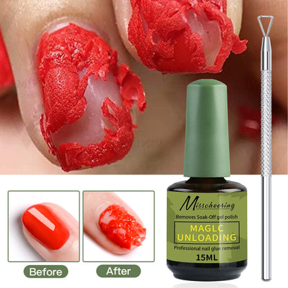 1/2pcs/Set Nail Magic Remover With Remover Tool Quickly & Easily Remove Gel Nail Polish And Poly Nail Gel Without Harming Nai
