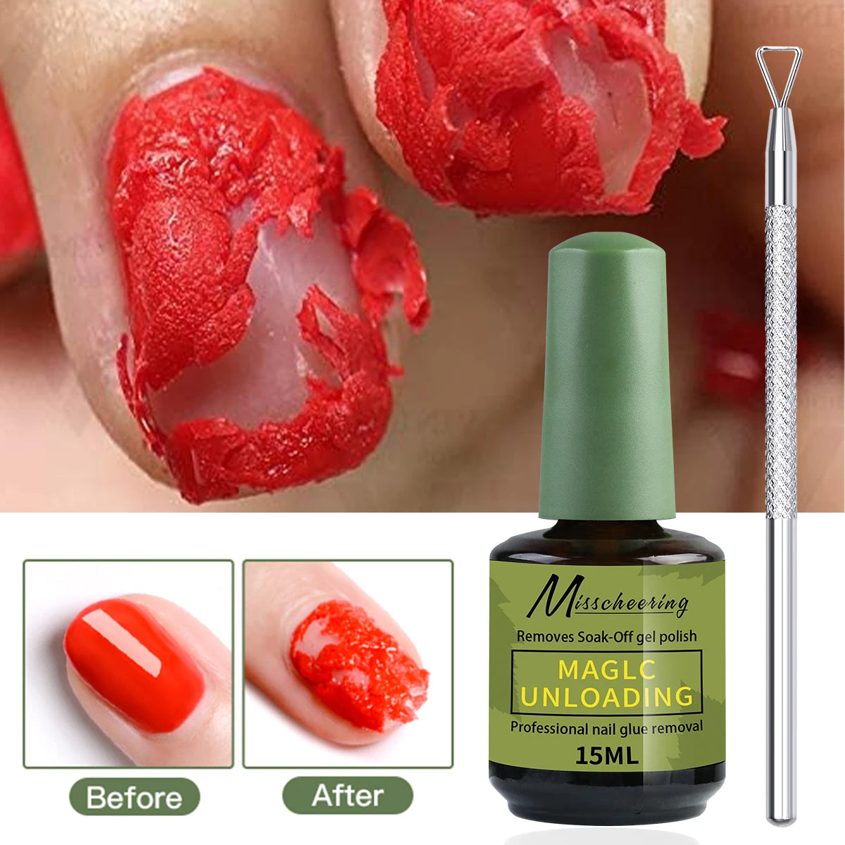 1/2pcs/Set Nail Magic Remover With Remover Tool Quickly & Easily Remove Gel Nail Polish And Poly Nail Gel Without Harming Nai