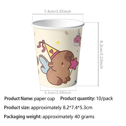 Birthday Decoration Capybara Birthday Invitation Card Cup Tablecloth Plate Napkin Poster Baby Shower Birthday Girl Party Favo