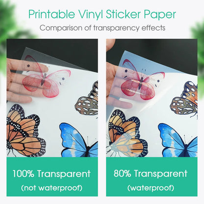 100% Transparent Printable Vinyl Sticker Paper A4 Vinyl Printing Paper for Inkjet Printer DIY Label Sticker Self Adhesive Pap