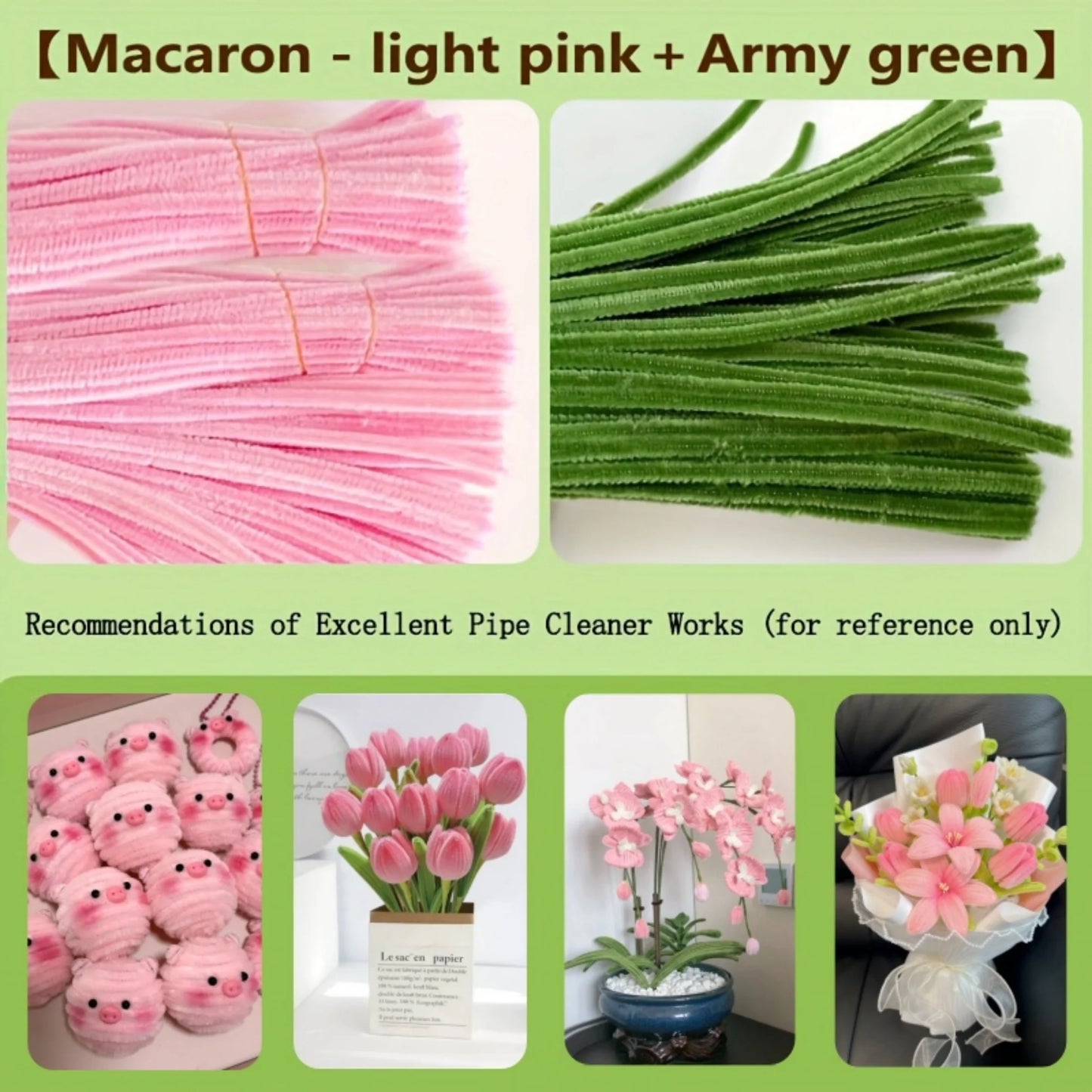 200 Pcs Pipe Cleaners Craft Supplies 2 Assortment Pastel Color Chenille Stems for Art and Craft Project Creative DIY Decorati