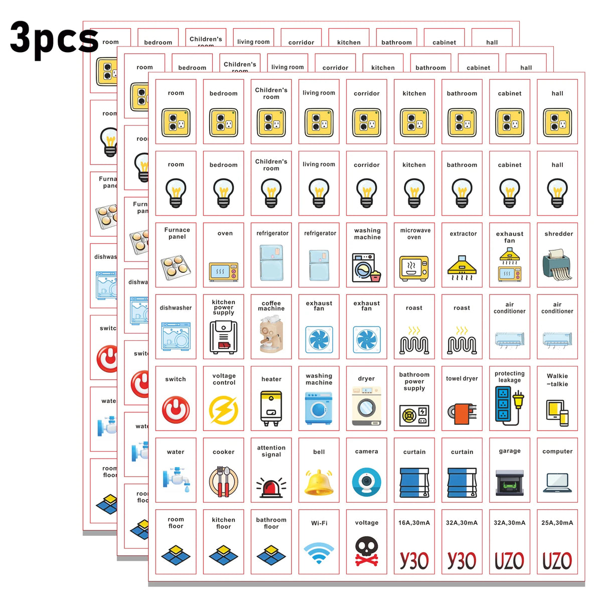 Label Stickers for Electric Meter Boards, Switch Label Sticker Set, Electrical Panel Label Stickers,Panel Labels Stickers