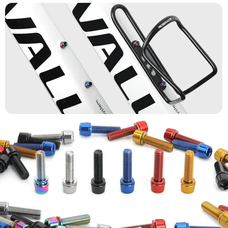 6pcs/set Bicycle Handlebar Screws M5*18MM Titanium-plated Colorful Steel MTB Bike Handle Bar Stem Riser Bottle Holder Bolts