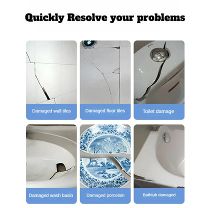 Tile Ceramic Repair Agent Kit for Floor Toilet Sink Tub Crack Chip Gap Filler. Waterproof, Mildew Resistant, Wearproof Easy U